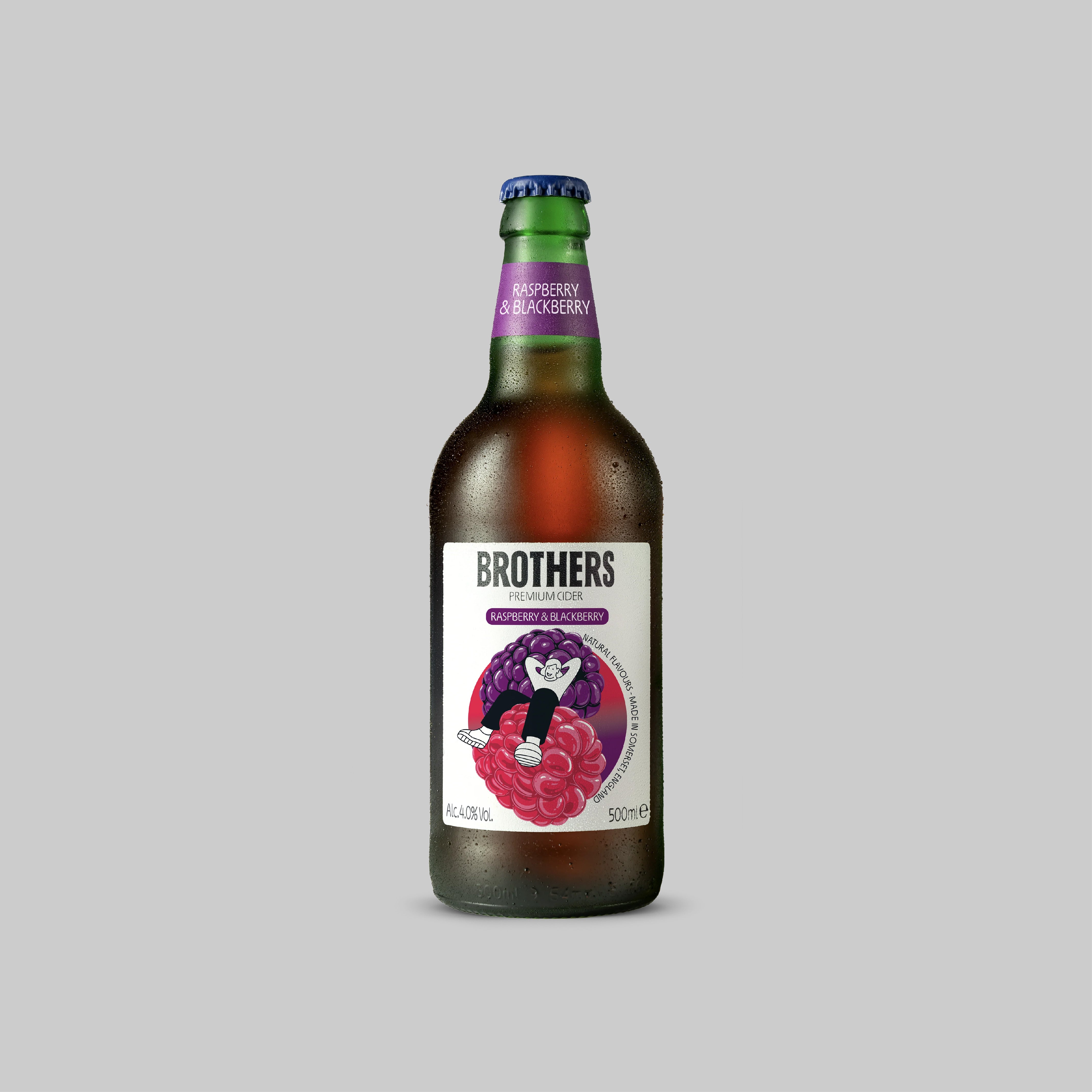 Brothers Raspberry & Blackberry English Cider Bottle 500ml 4.0% - Time2Drink